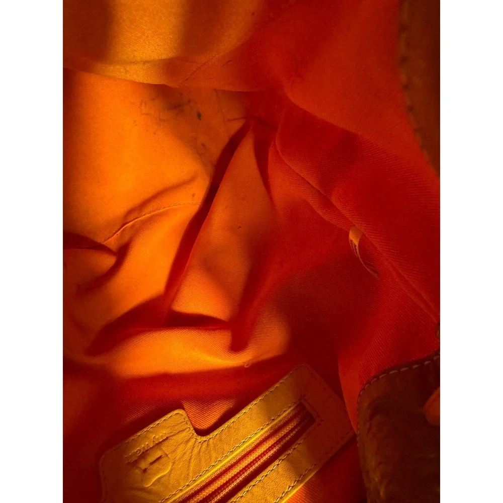 MyWalit Leather Brown  Backpack purse with orange trim Shoulder Bag‎ Italy